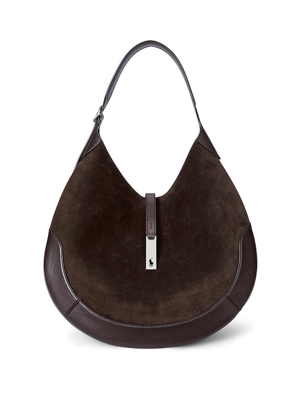 RALPH LAUREN POLO ID LARGE SUEDE BAG IN MOCHA BROWN